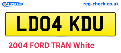 LD04KDU are the vehicle registration plates.