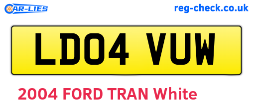 LD04VUW are the vehicle registration plates.