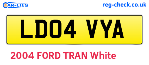 LD04VYA are the vehicle registration plates.