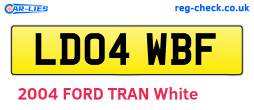 LD04WBF are the vehicle registration plates.