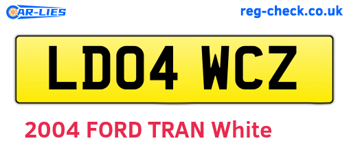 LD04WCZ are the vehicle registration plates.