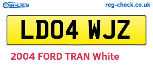 LD04WJZ are the vehicle registration plates.