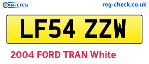 LF54ZZW are the vehicle registration plates.