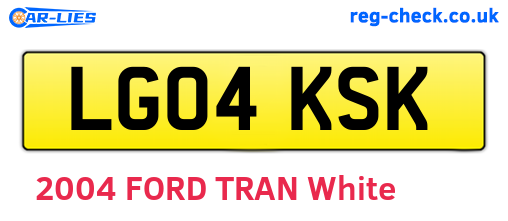 LG04KSK are the vehicle registration plates.