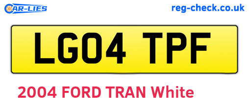 LG04TPF are the vehicle registration plates.
