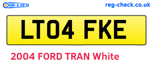 LT04FKE are the vehicle registration plates.
