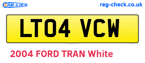 LT04VCW are the vehicle registration plates.