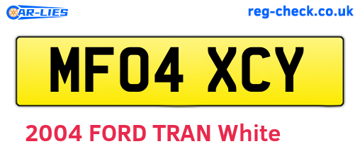 MF04XCY are the vehicle registration plates.