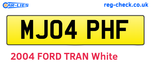 MJ04PHF are the vehicle registration plates.