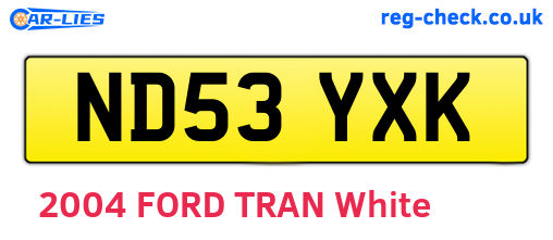 ND53YXK are the vehicle registration plates.