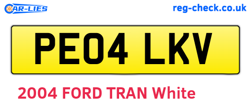 PE04LKV are the vehicle registration plates.