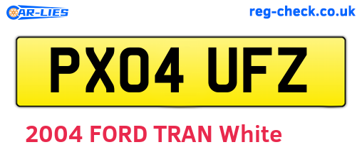 PX04UFZ are the vehicle registration plates.