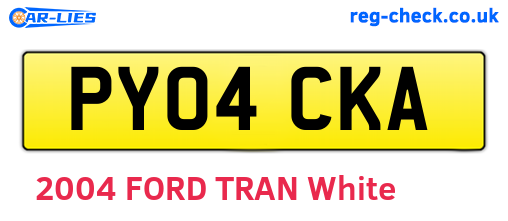 PY04CKA are the vehicle registration plates.
