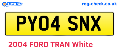PY04SNX are the vehicle registration plates.