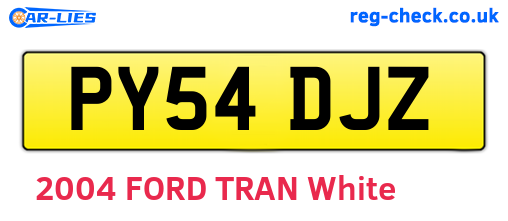 PY54DJZ are the vehicle registration plates.