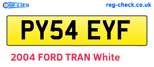PY54EYF are the vehicle registration plates.