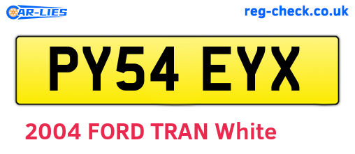 PY54EYX are the vehicle registration plates.