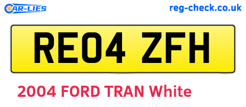 RE04ZFH are the vehicle registration plates.
