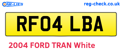 RF04LBA are the vehicle registration plates.