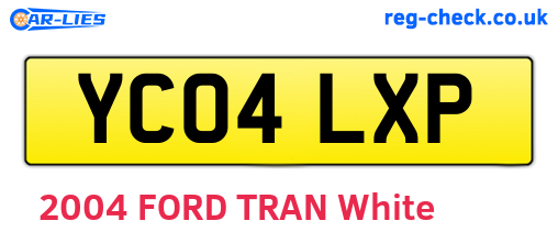 YC04LXP are the vehicle registration plates.