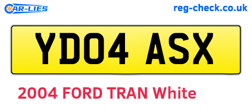 YD04ASX are the vehicle registration plates.