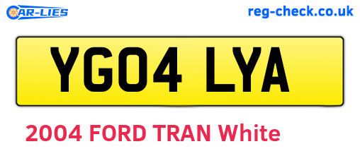YG04LYA are the vehicle registration plates.