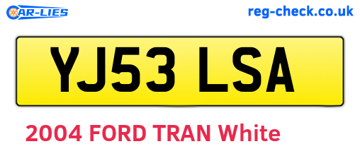 YJ53LSA are the vehicle registration plates.