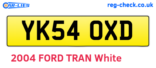 YK54OXD are the vehicle registration plates.