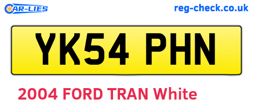 YK54PHN are the vehicle registration plates.