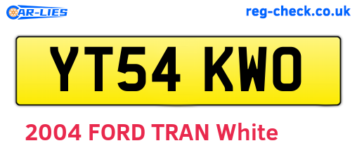 YT54KWO are the vehicle registration plates.