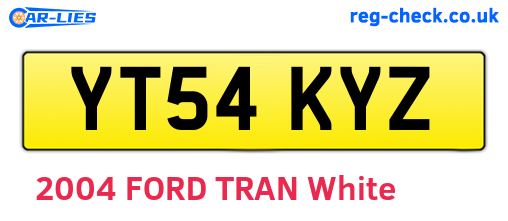 YT54KYZ are the vehicle registration plates.