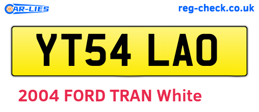YT54LAO are the vehicle registration plates.