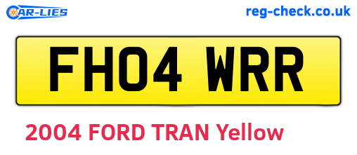 FH04WRR are the vehicle registration plates.