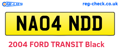 NA04NDD are the vehicle registration plates.