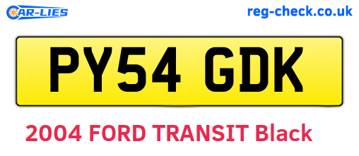 PY54GDK are the vehicle registration plates.