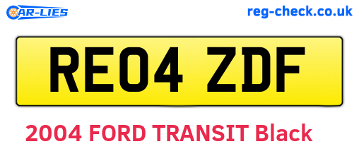 RE04ZDF are the vehicle registration plates.