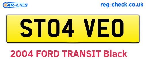 ST04VEO are the vehicle registration plates.