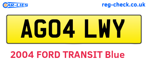 AG04LWY are the vehicle registration plates.