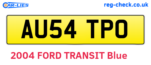 AU54TPO are the vehicle registration plates.