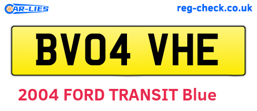 BV04VHE are the vehicle registration plates.