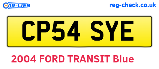 CP54SYE are the vehicle registration plates.