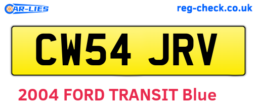 CW54JRV are the vehicle registration plates.