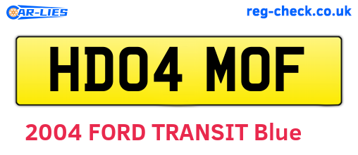 HD04MOF are the vehicle registration plates.