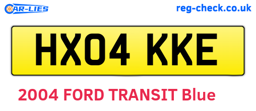 HX04KKE are the vehicle registration plates.