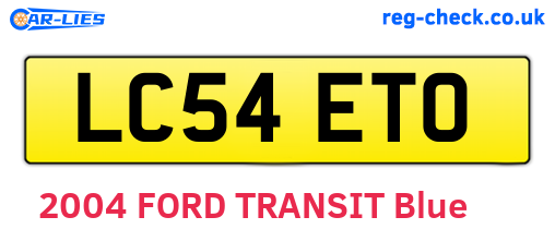 LC54ETO are the vehicle registration plates.