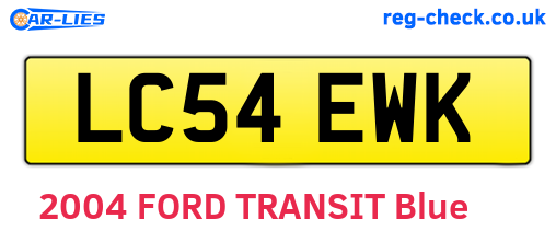 LC54EWK are the vehicle registration plates.