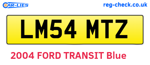 LM54MTZ are the vehicle registration plates.