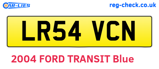 LR54VCN are the vehicle registration plates.