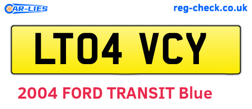 LT04VCY are the vehicle registration plates.