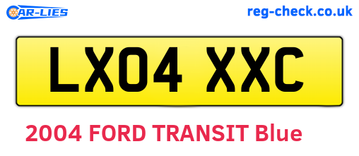 LX04XXC are the vehicle registration plates.